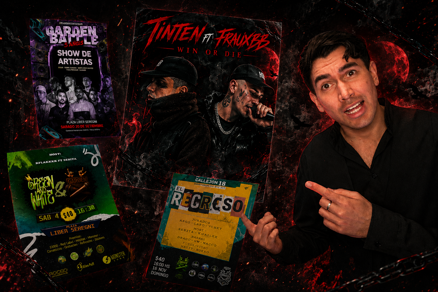 Galería de flyers y contenido visual de Wolf Estudios